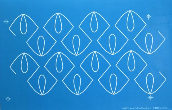 Stencil Me Pretty Stencil - Modern Geometric Flower Petal Lines Continuous Allover Pattern-L (17.75 x 20)| Brilliant Blue Color Material